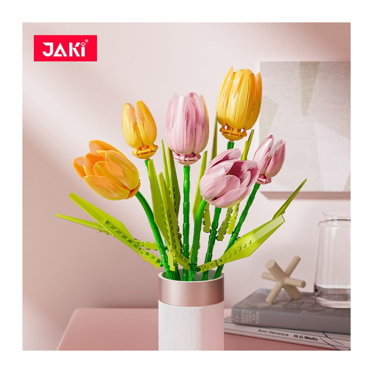 JAKI Tulpen-Baustein-Set Pflanzen-Serie als dekoratives Modell-Bausatz in Mehrfarbig aus Kunststoff - Bild 1