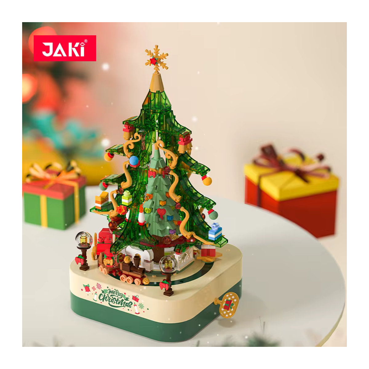 JAKI Weihnachtsbaum Spieluhr Baustein-Set JK-1318 mit Figuren in Grün - Bild 2