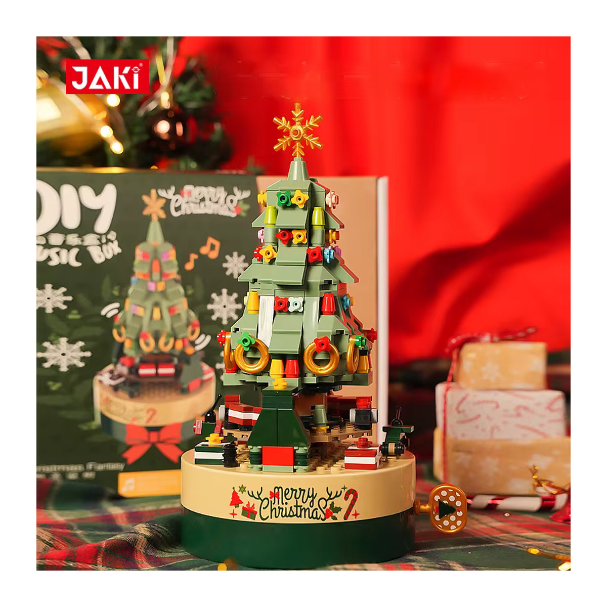 JAKI Weihnachtsbaum Spieluhr Baustein-Set JK-1318 mit Figuren in Grün - Bild 4