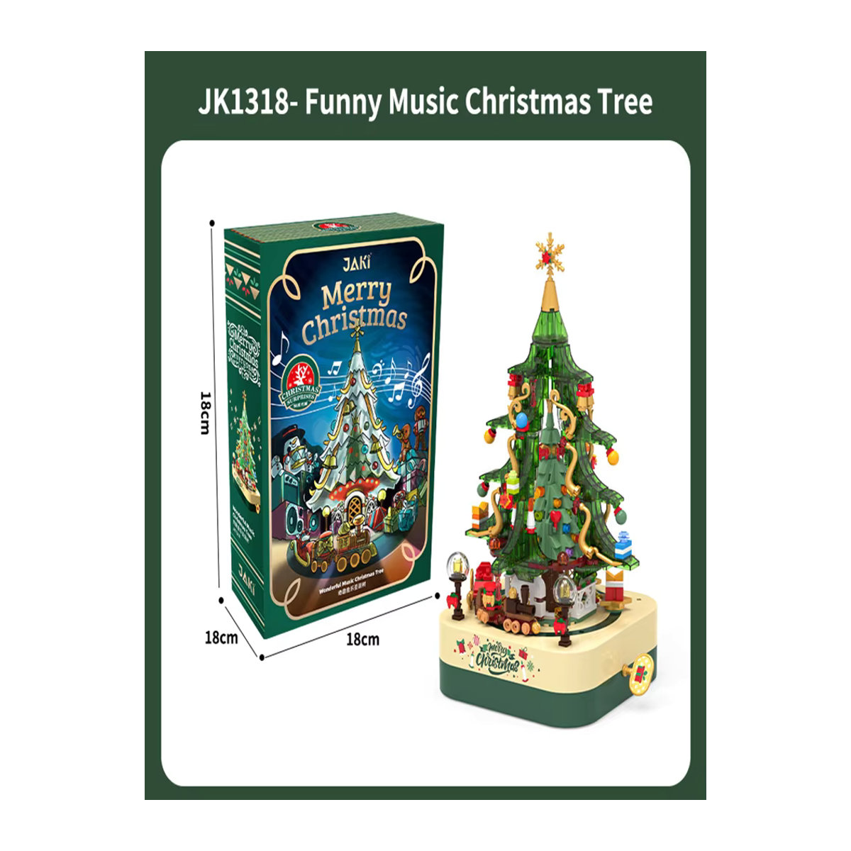 JAKI Weihnachtsbaum Spieluhr Baustein-Set JK-1318 mit Figuren in Grün - Bild 7
