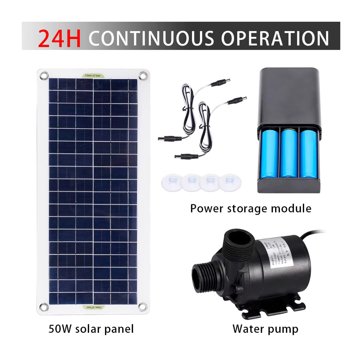 JAKYLOVE 50 W Solar-Wasserpumpe Set mit bürstenlosem Solarpanel für Teich, Pool und Aquarium in Schwarz - Bild 4