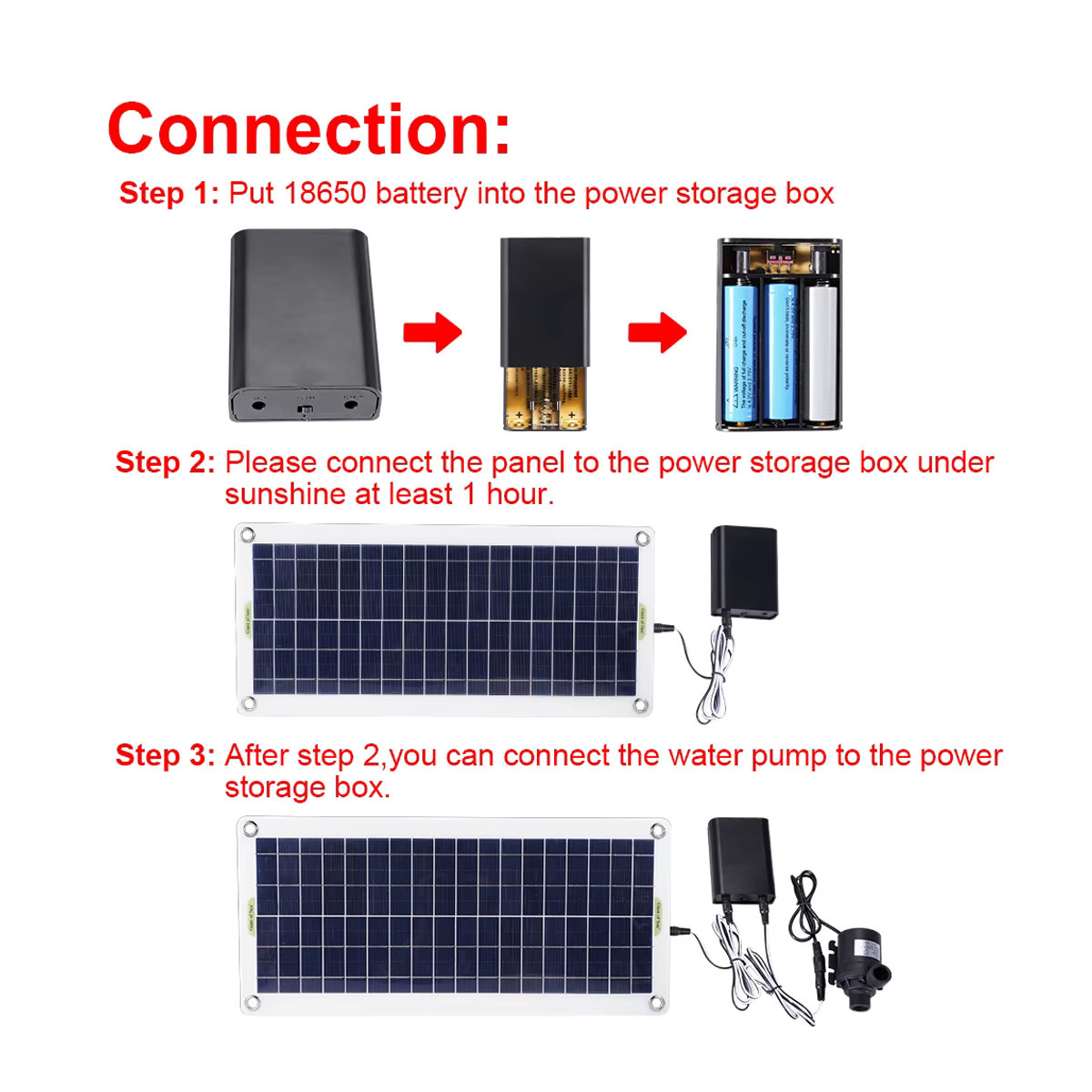 JAKYLOVE 50 W Solar-Wasserpumpe Set mit bürstenlosem Solarpanel für Teich, Pool und Aquarium in Schwarz - Bild 5