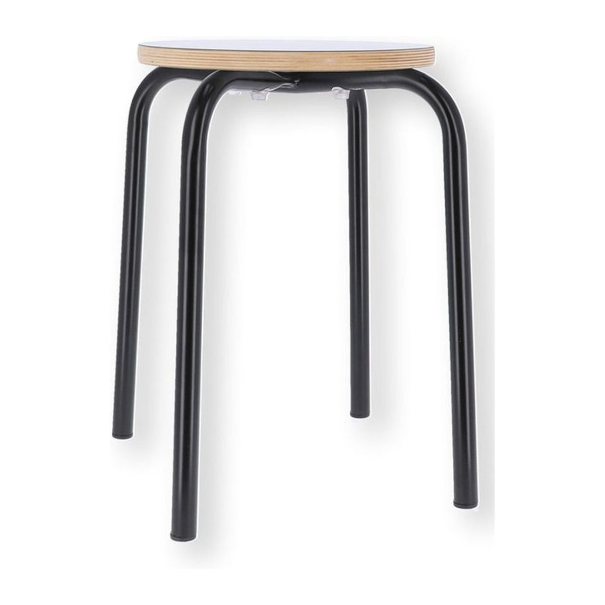 Jan Kurtz Hocker Paris stapelbar mit Rundrohrfuß-Gestell in Schwarz, B/T/H: 33 x 33 x 46 cm - Bild 1