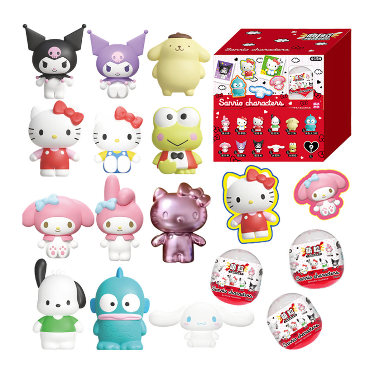 JANDOON Sanrio Blind Box Anime Figuren Kuromi Hello Kitty Cinnamon Pochacco mehrfarbig aus Kunststoff - Bild 1