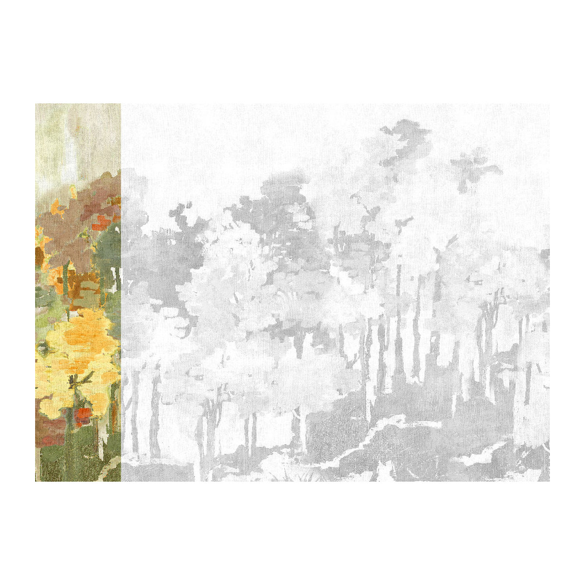 Jannelli & Volpi Mural Funes - Autumn Panel 1 Wandtapete in Querformat, mehrfarbig, strukturiert, abstraktes florales Landschaftsmotiv aus Vinyl - Bild 2