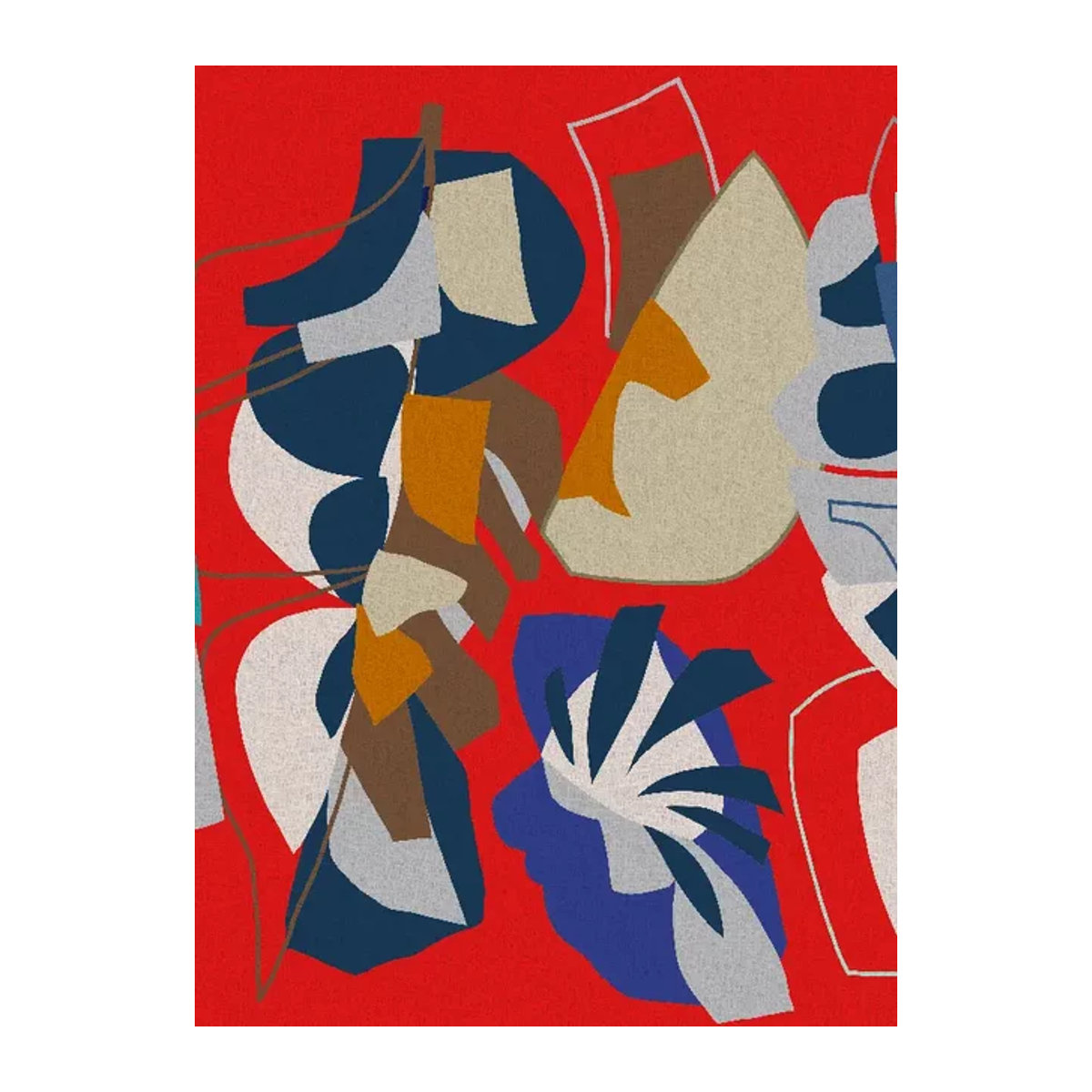 Jannelli & Volpi Mural Nizza - Red Blue Panel 2 abstrakte Vinyl Tapete in Rot und Blau - Bild 1