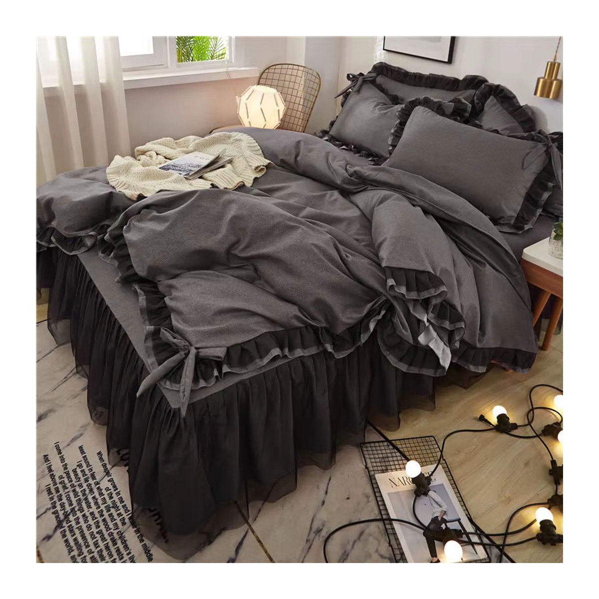 Japan Karierte Kollektion Bettwäsche-Set mit Bettbezug und Kissenbezügen für Mädchen - Bild 2