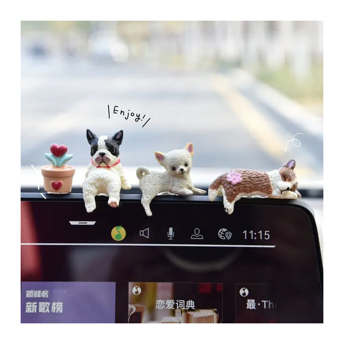 Japan Yell Gashapon Mini-Figuren Schlafende Welpen als Clip-on Ornament für Auto-Armaturenbrett oder Monitor, Mehrfarbig - Bild 1