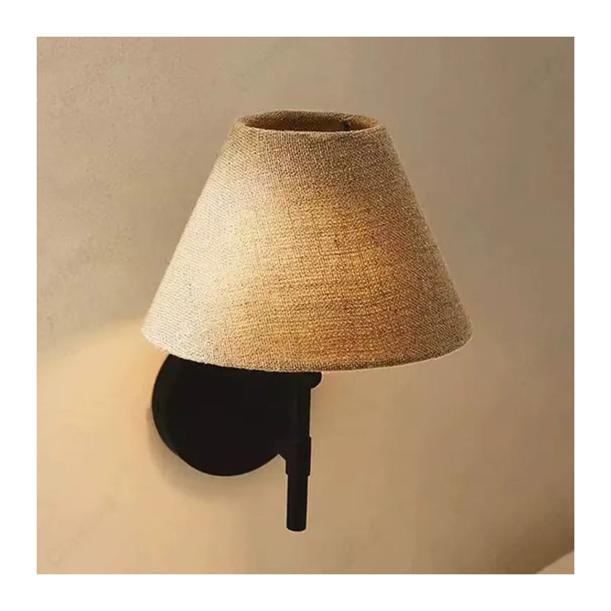 Japanische Retro LED Wandleuchte aus Stoff in Beige für Schlafzimmer, Wohnzimmer und Flur - Bild 3