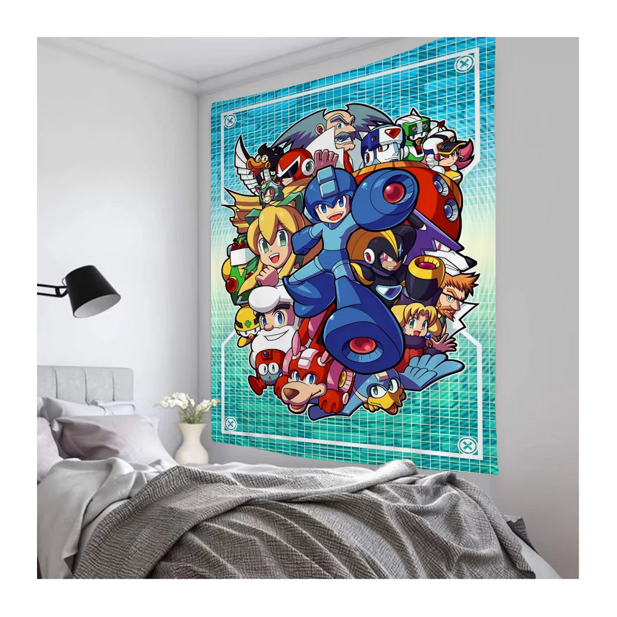 Japanischer Wandteppich im Rockman Megaman Design, Bohemian Wandbehang für Wohnzimmer und Wohnheim, mehrfarbig, B/H: 110 x 80 cm - Bild 3