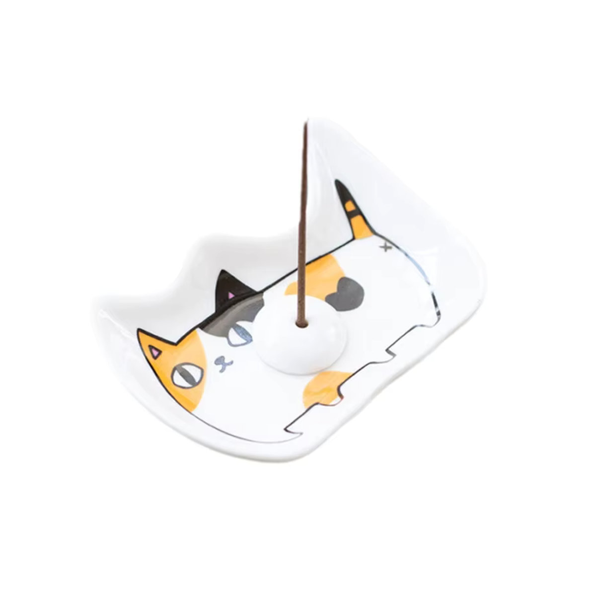 Japanisches Keramik-Weihrauchtablett mit Katzen-Design in Weiß für deine kreative Dekoration - Bild 6