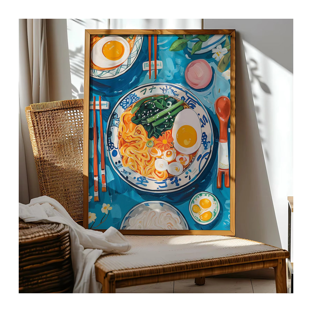 Japanisches Ramen Poster als digitaler Druck in Blau für moderne Küchenwanddekoration - Bild 3