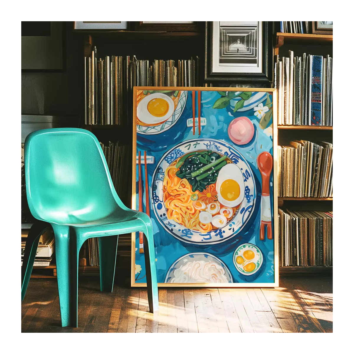 Japanisches Ramen Poster als digitaler Druck in Blau für moderne Küchenwanddekoration - Bild 5