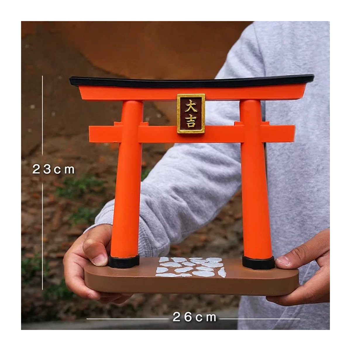 Japanisches Torii Fischschrein Ornament in Orange aus Kunstharz für dein Aquarium oder Garten als orientalische Dekoration - Bild 1