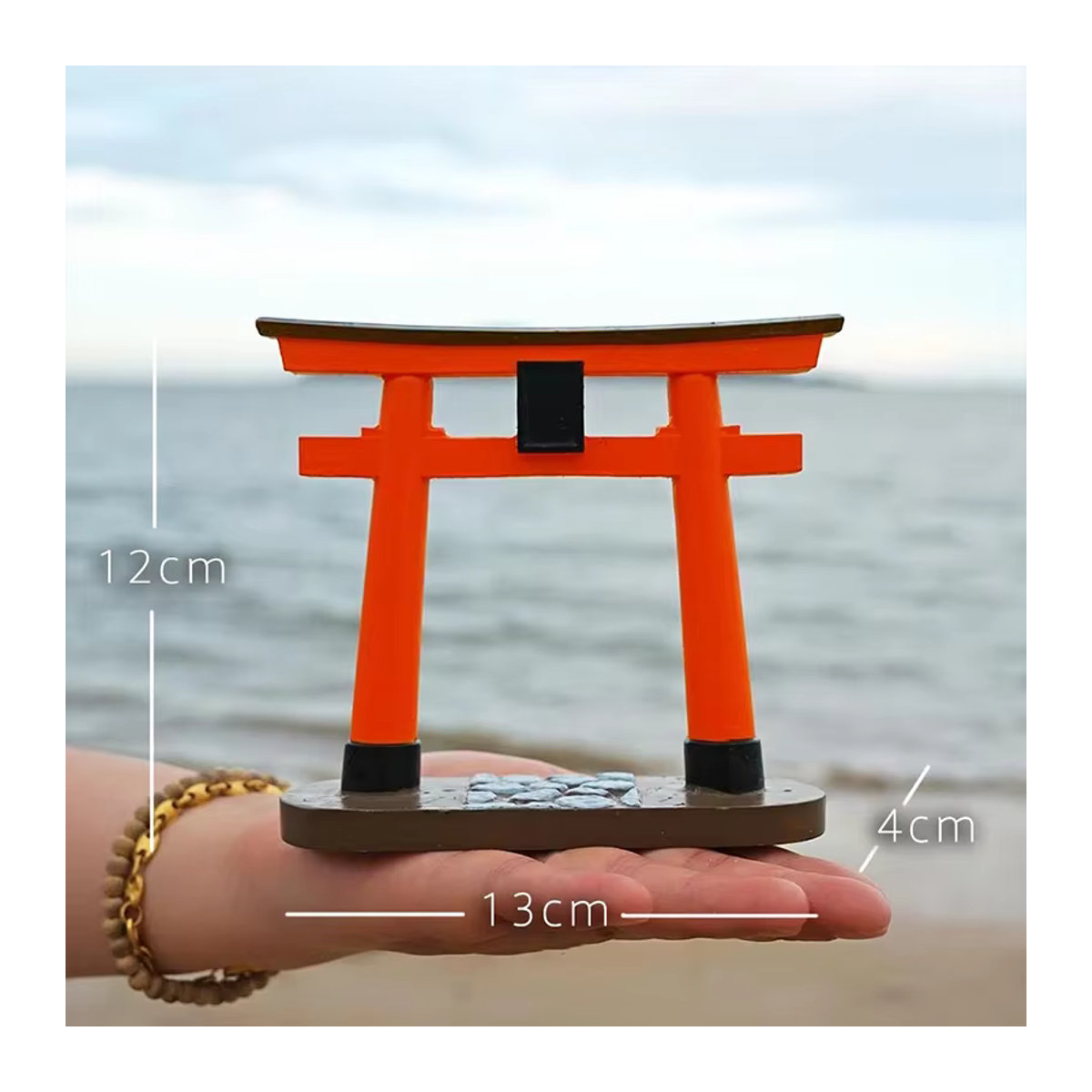 Japanisches Torii Fischschrein Ornament in Orange aus Kunstharz für dein Aquarium oder Garten als orientalische Dekoration - Bild 2