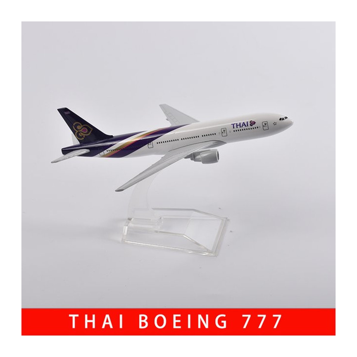 JASON TUTU Boeing 777 Flugzeugmodell Thai Airways in Weiß, Maßstab 1:400, Druckguss-Metall, Länge: 16 cm - Bild 1