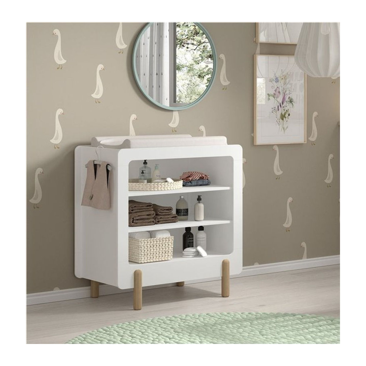 JAXX SMILE Wickelkommode in Weiß mit 3 offenen Fächern aus Holzwerkstoff im skandinavischen Design - Bild 1