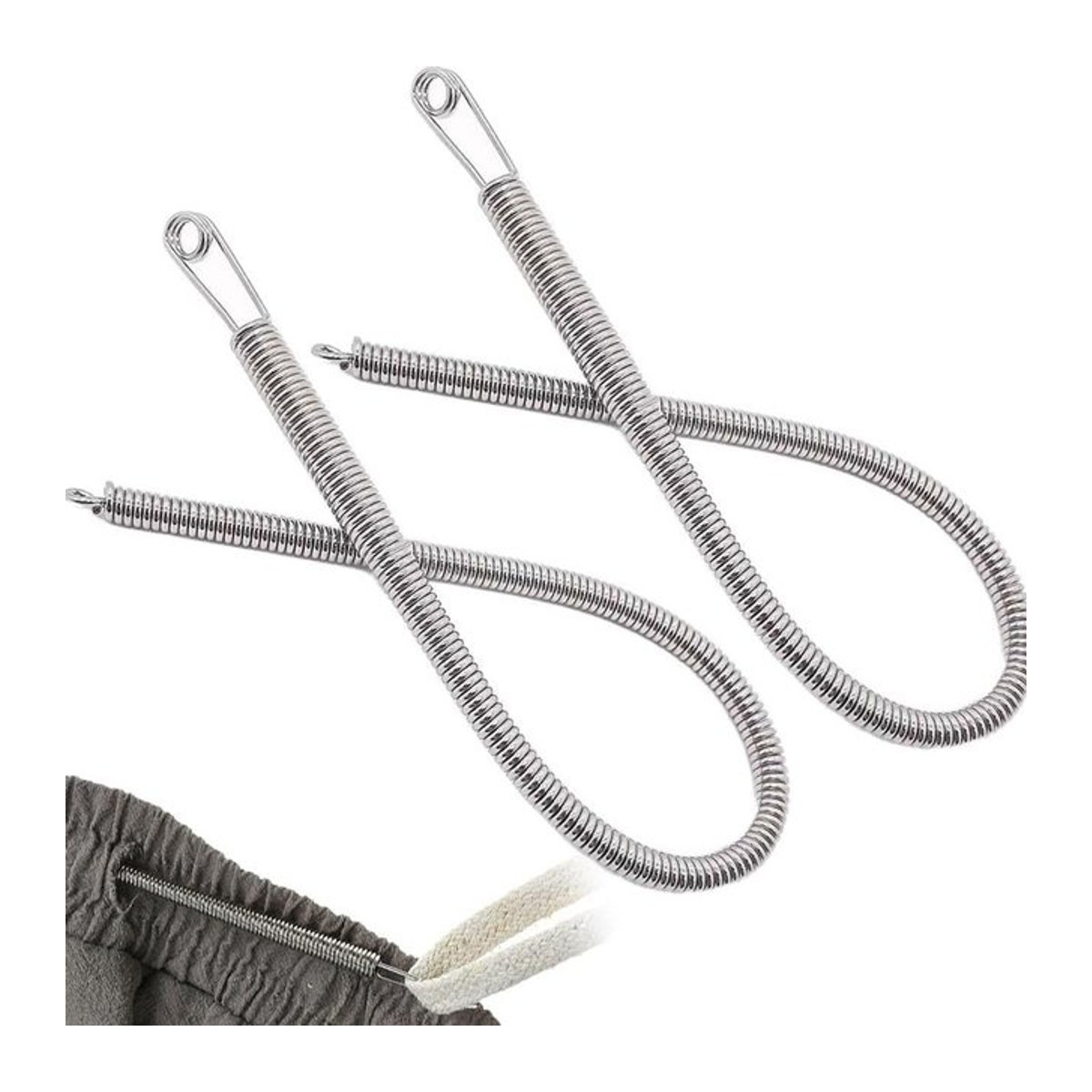 JAY HOME 2er Set Metall Kordelzug Ersatz Einfädler in Silber für Hosen und Stickarbeiten - Bild 1