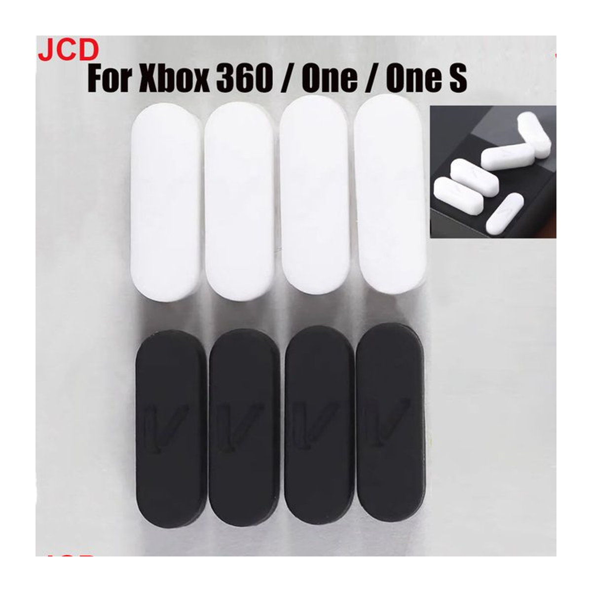 JCD 4 Stück Anti-Rutsch Gummifüße für Xbox 360, Xbox One, One S sowie Xbox Series S und X in Weiß - Bild 1