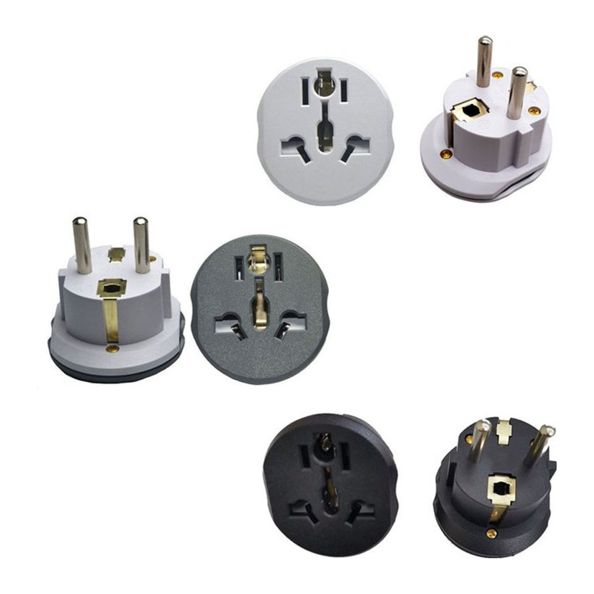JCD Universal Reiseadapter Konverter für EU Stecker mit AC 16A 250V in Weiß oder Grau - Bild 1