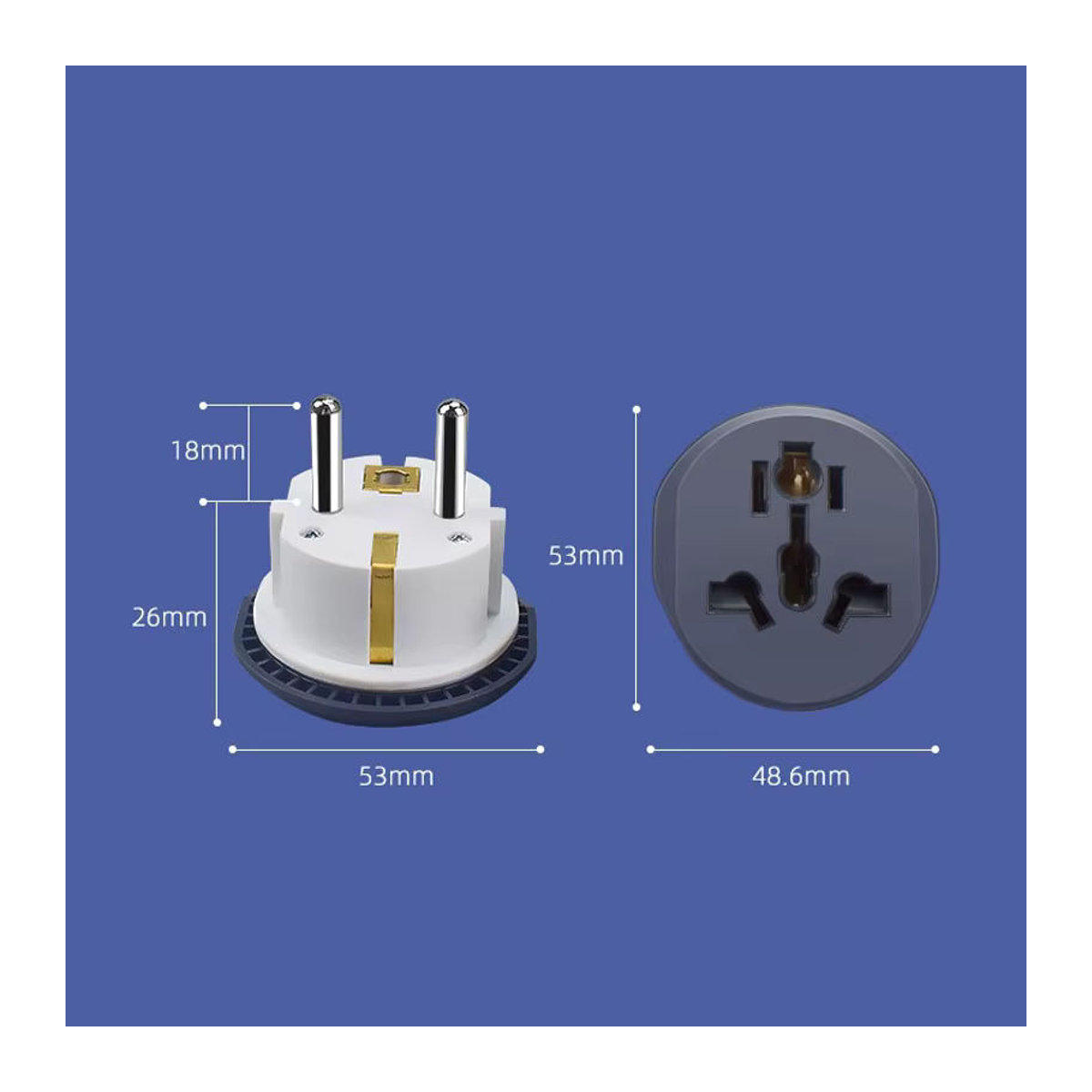 JCD Universal Reiseadapter Konverter für EU Stecker mit AC 16A 250V in Weiß oder Grau - Bild 5
