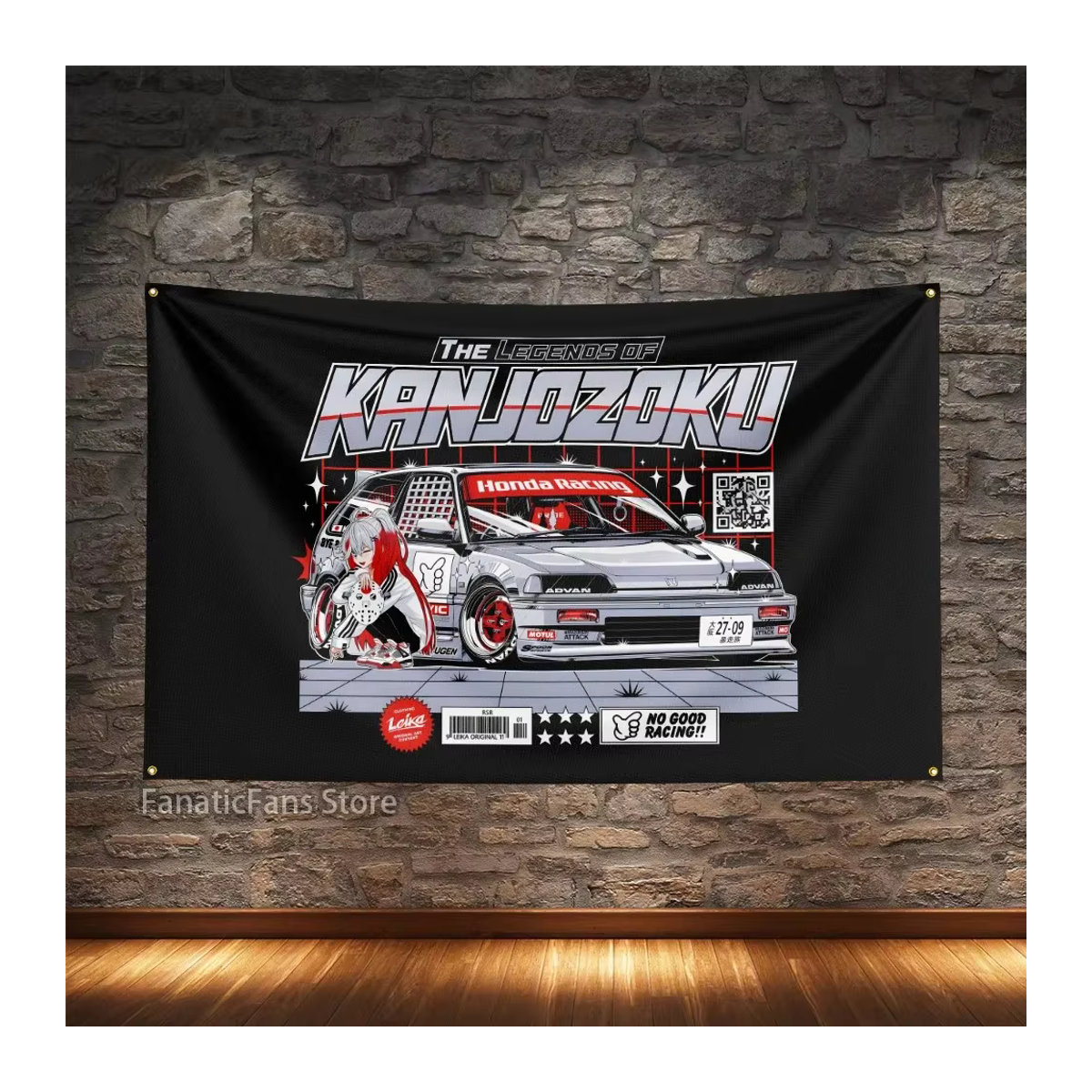 JDM modifizierte Rennwagen-Flagge aus Polyester in Schwarz mit Digitaldruck, B/H: 90 x 60 cm - Bild 2