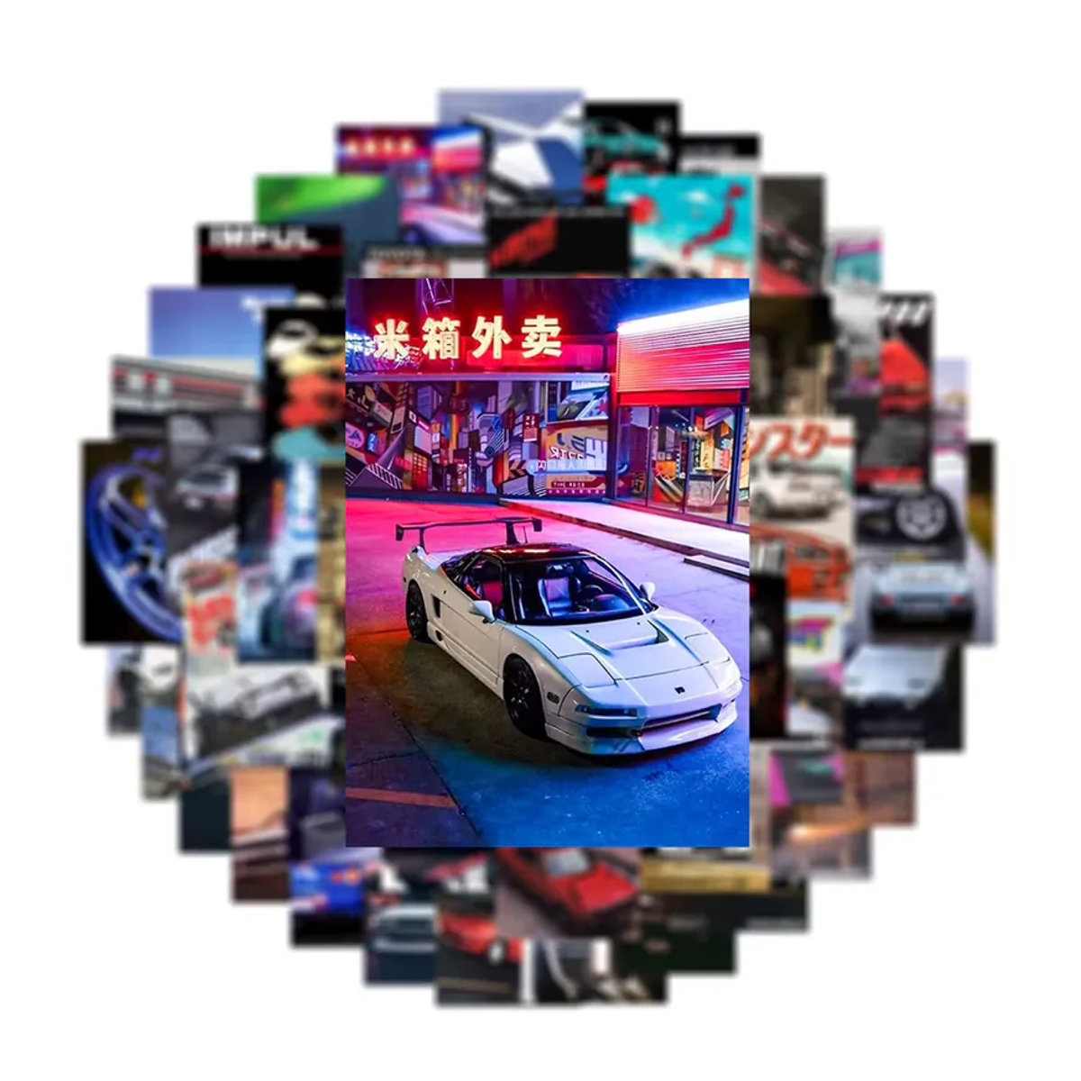 JDM Nachrüstung Rennwagen Poster Aufkleber Set mit Vintage Graffiti Design in Mehrfarbig - Bild 5