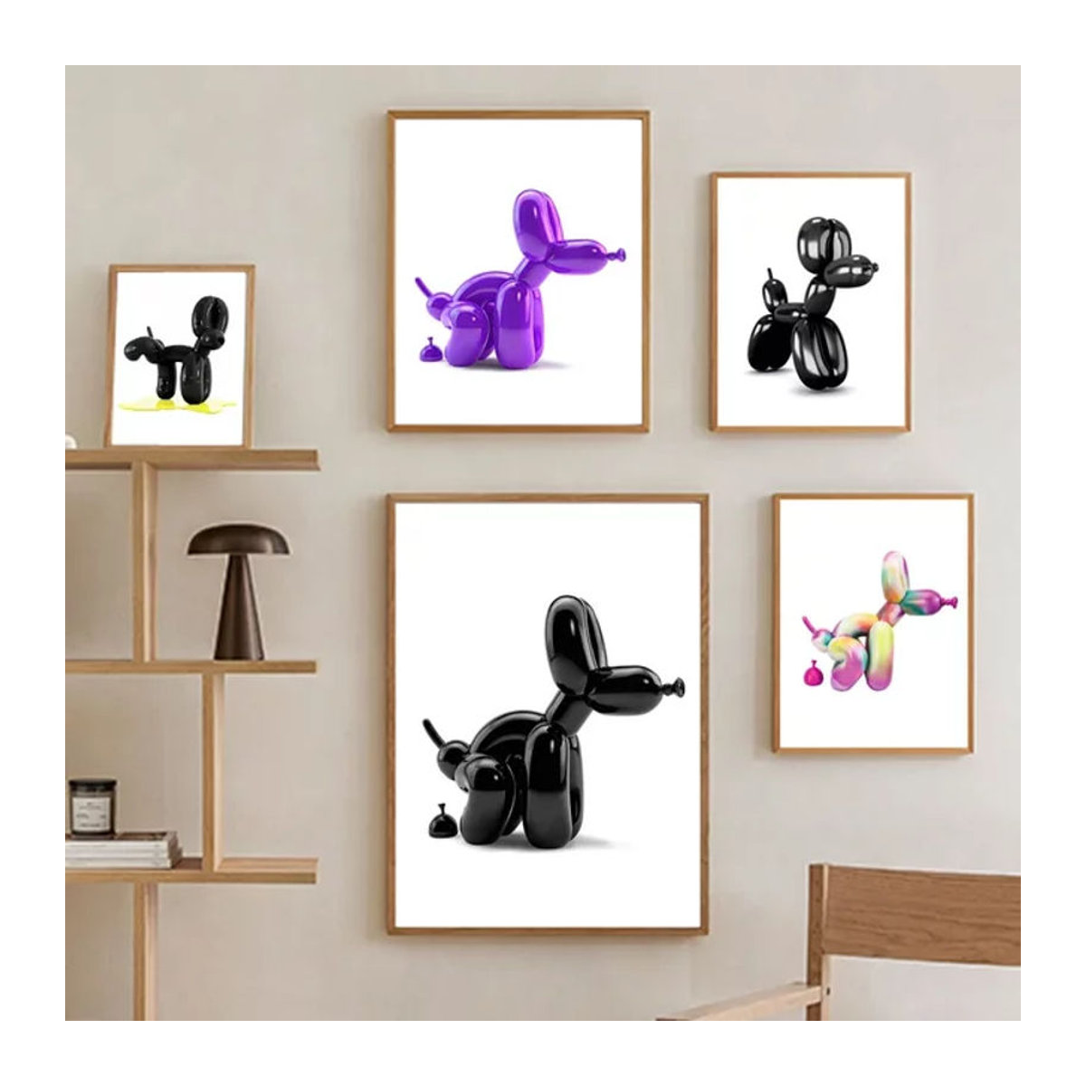 Jeff Koons Bunter Ballon Hund Leinwand Wandbild im skandinavischen Stil, Mehrfarbig, Rechteckig, Hochformat - Bild 1
