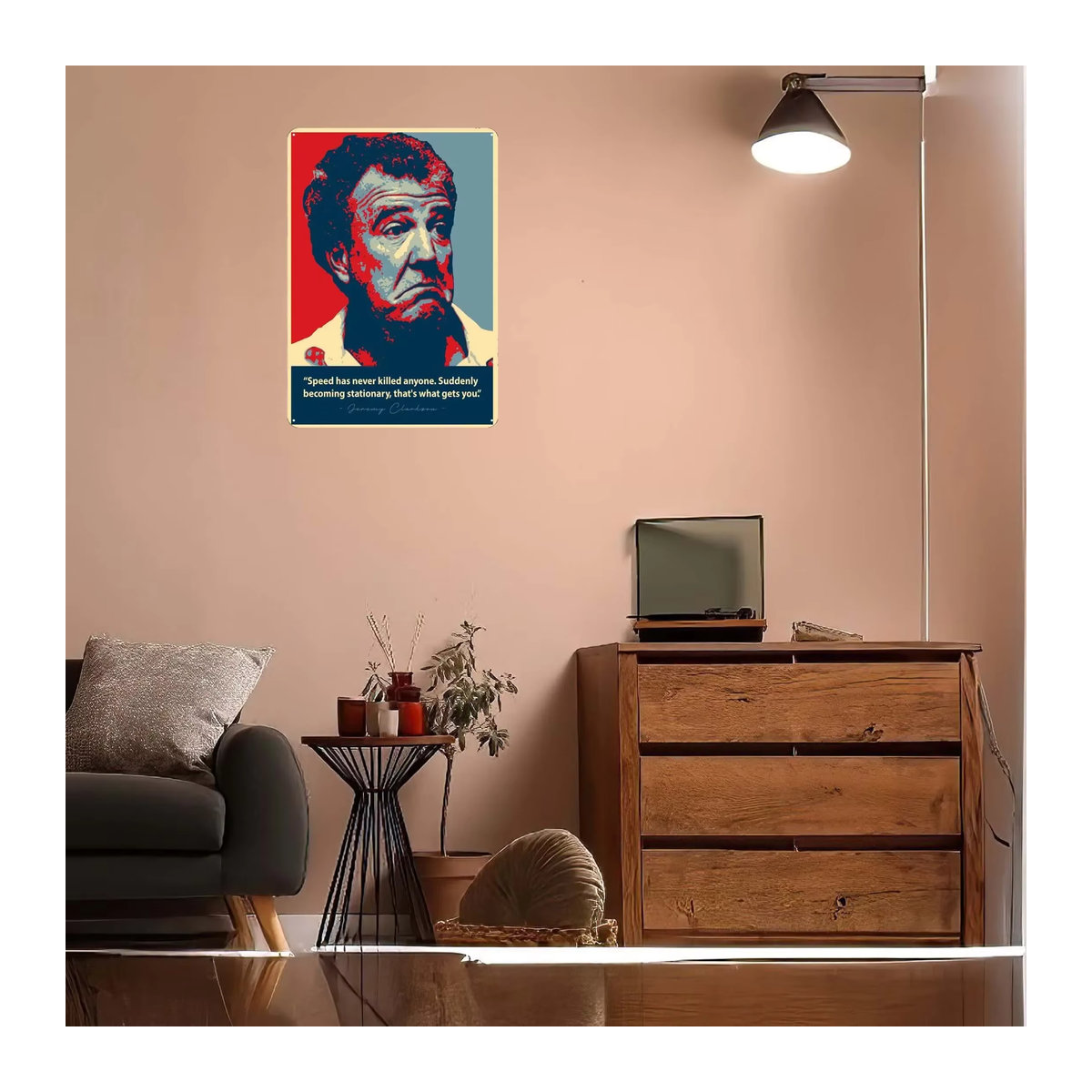 Jeremy Clarkson Zitate Metallschild Wanddeko Vintage Typografie Porträt, B/H: 30 x 20 cm, mehrfarbig - Bild 3