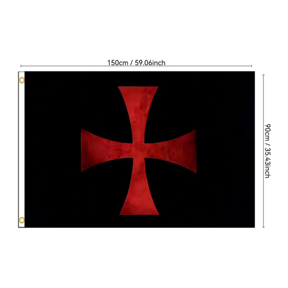 Jerusalem-Kreuz-Flagge Wandbehang in Schwarz als Banner und Wanddekoration im Tempelritter-Stil, B/H: 90 x 60 cm - Bild 1