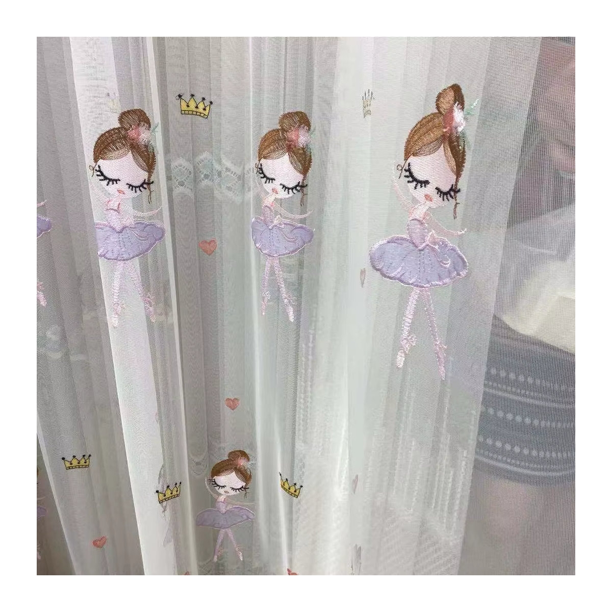 JESSANS Bestickter Gaze Vorhang für das Mädchenzimmer in Weiß - Bild 2