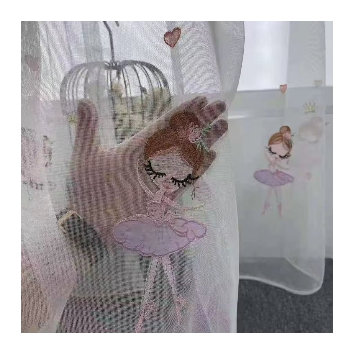 JESSANS Bestickter Gaze Vorhang für das Mädchenzimmer in Weiß - Bild 5