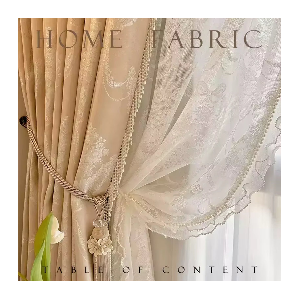 JESSANS Jacquard-Vorhänge mit Stickerei in Rosa und Beige, transparente Gardinen für Wohnzimmer und Schlafzimmer - Bild 2