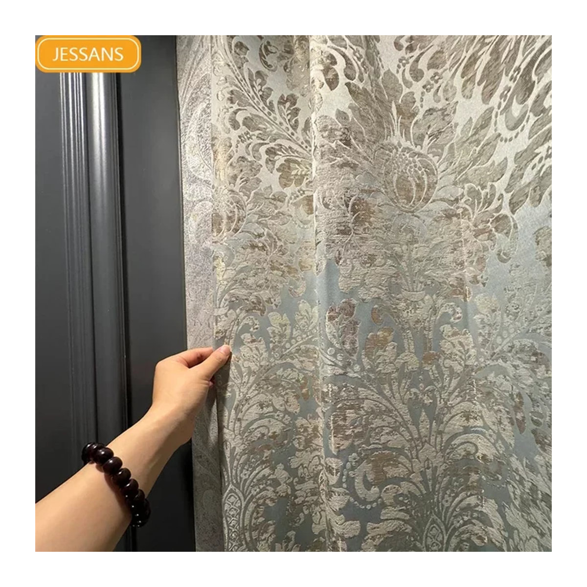 JESSANS Paisley-Jacquard-Vorhänge in Gold mit französischer Prägung und verdicktem Stoff zur Verdunkelung für Wohnzimmer und Schlafzimmer - Bild 1