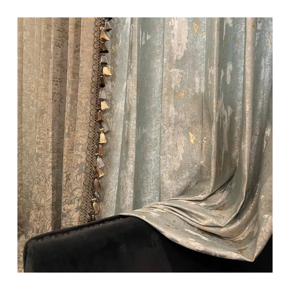JESSANS Paisley-Jacquard-Vorhänge in Gold mit französischer Prägung und verdicktem Stoff zur Verdunkelung für Wohnzimmer und Schlafzimmer - Bild 3