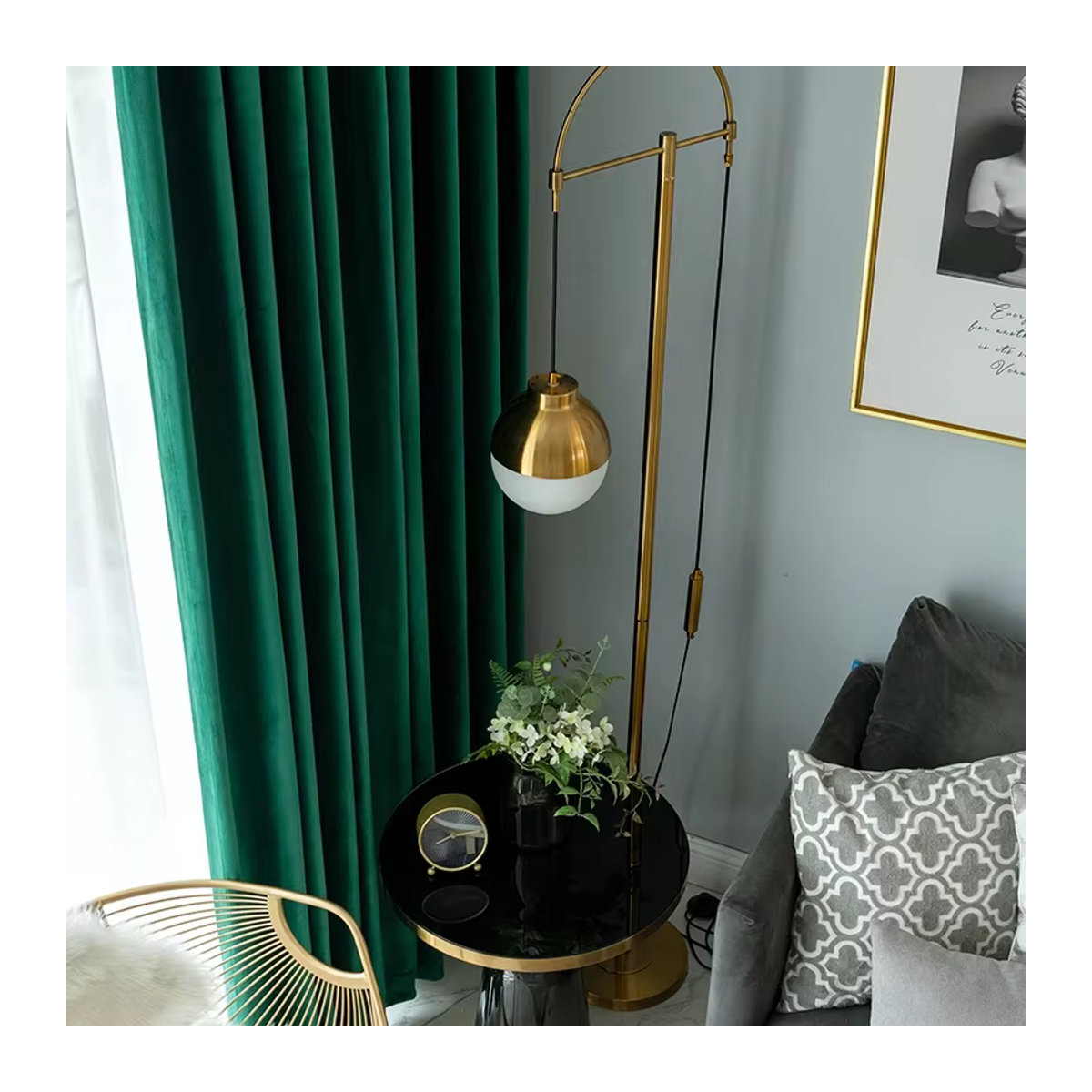 JESSANS Retro-Vorhang aus dunkelgrünem Samt als Verdunkelungsvorhang für Schlafzimmer und Wohnzimmer - Bild 6