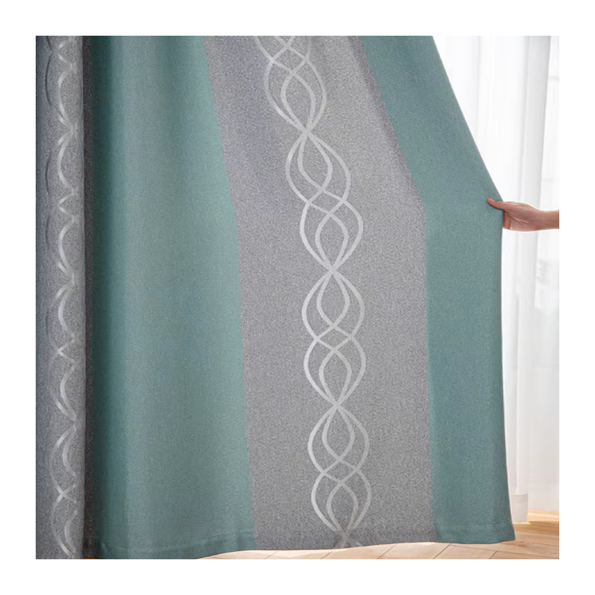 JESSANS Verdunkelungsvorhang im nordischen minimalistischen Design mit Jacquard-Struktur, blau und mehrfarbig - Bild 3