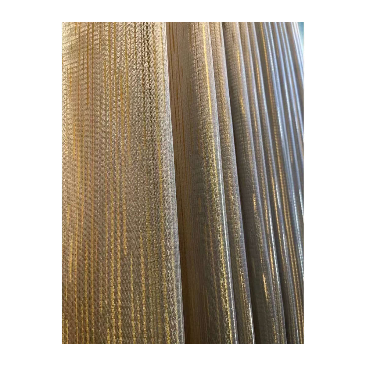 JESSANS Verdunkelungsvorhänge aus Jacquard mit horizontalen Streifen und Goldlinie in Grau - Bild 2
