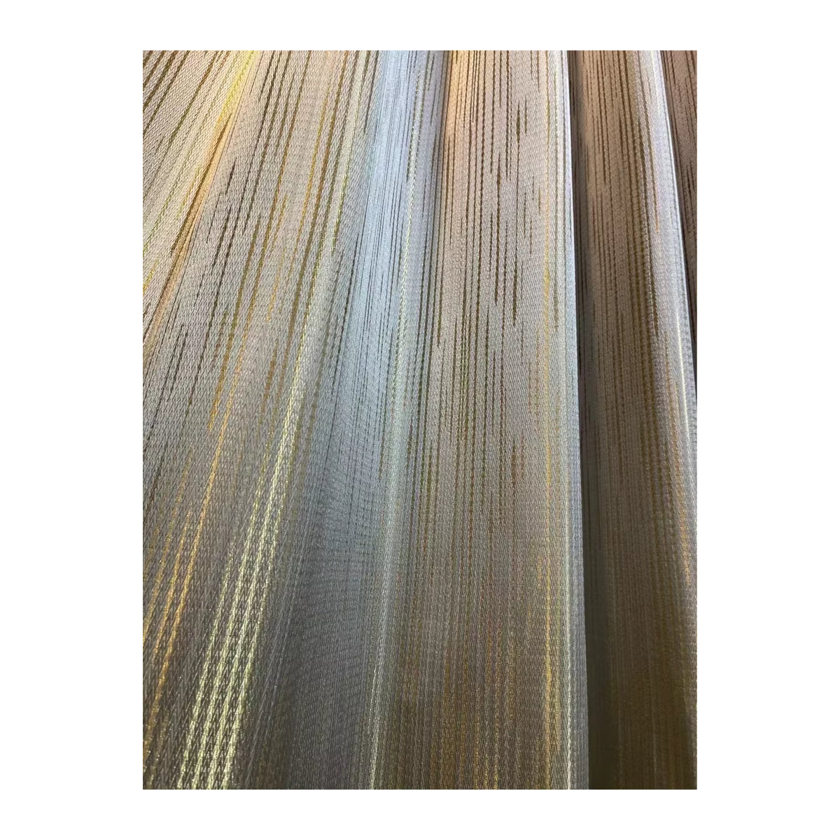JESSANS Verdunkelungsvorhänge aus Jacquard mit horizontalen Streifen und Goldlinie in Grau - Bild 4