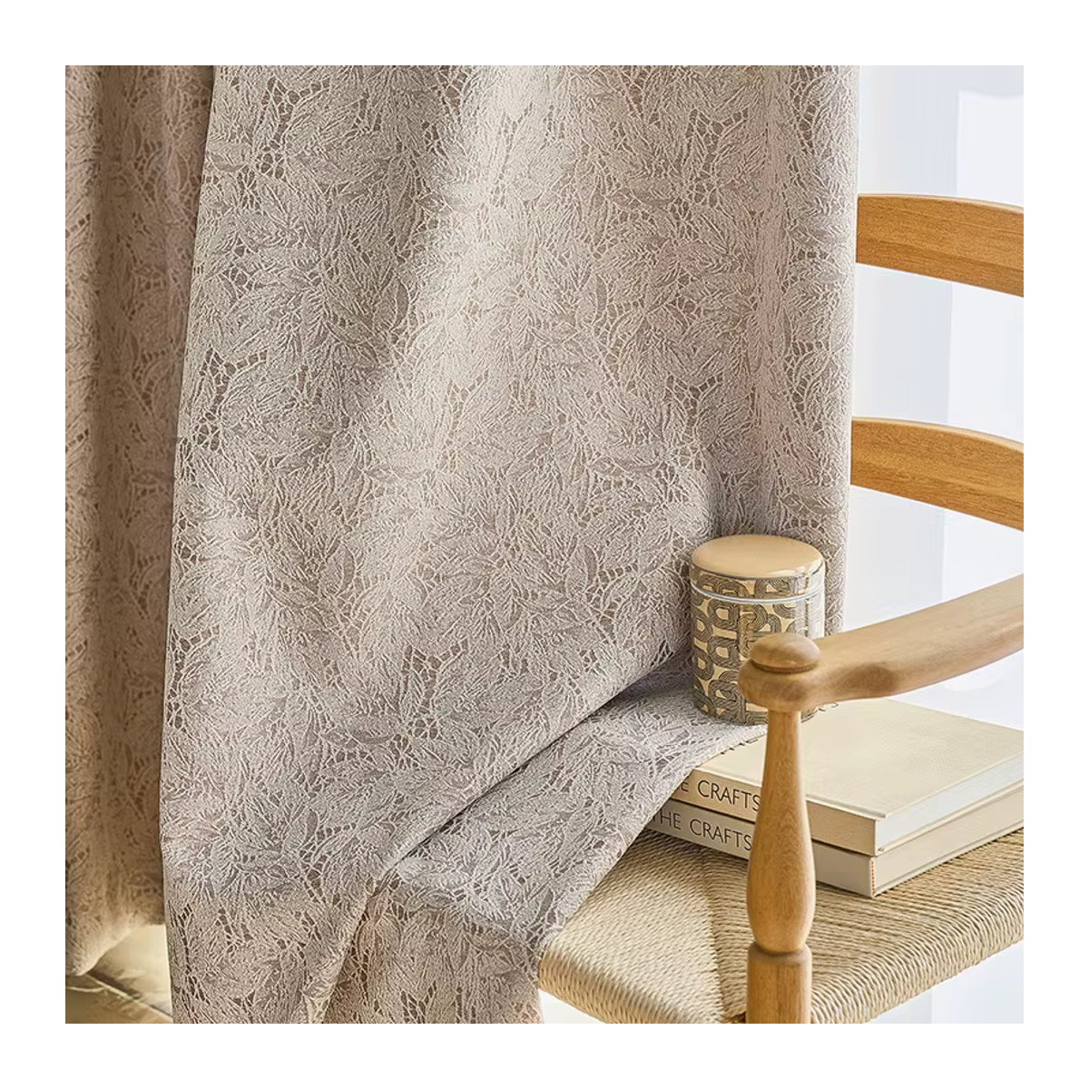 JESSANS Verdunkelungsvorhänge aus Spitze in Jacquard-Qualität für Schlafzimmer und Wohnzimmer in Blau oder Beige - Bild 2