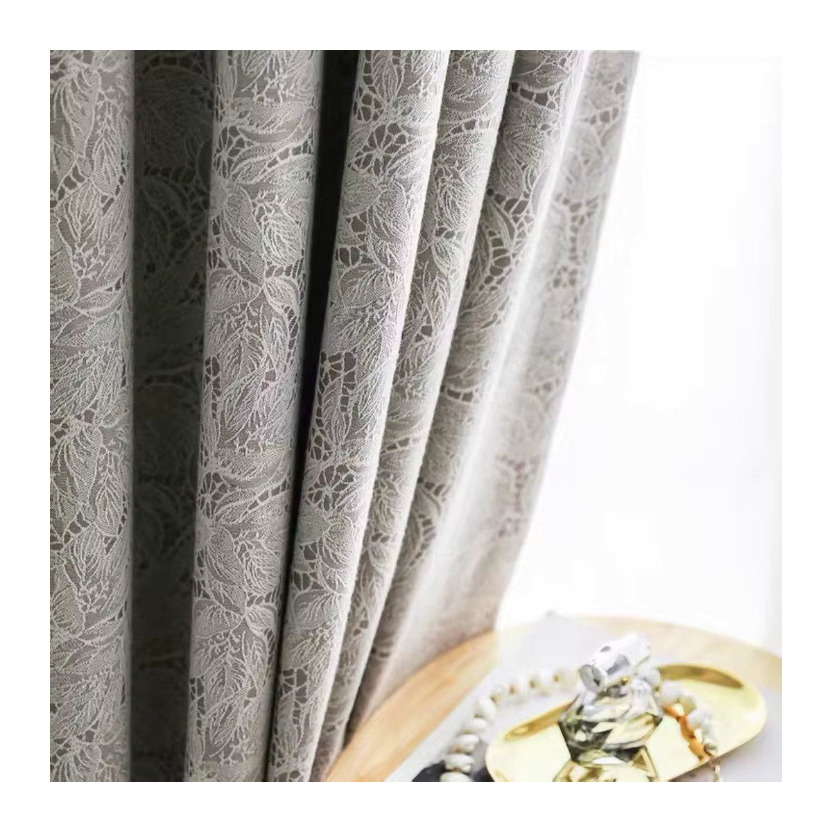 JESSANS Verdunkelungsvorhänge aus Spitze in Jacquard-Qualität für Schlafzimmer und Wohnzimmer in Blau oder Beige - Bild 3