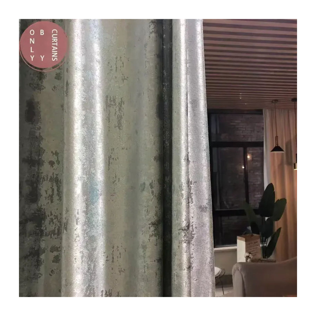 JESSANS Verdunkelungsvorhänge in Silber mit Jacquard-Design für Wohnzimmer und Schlafzimmer - Bild 3