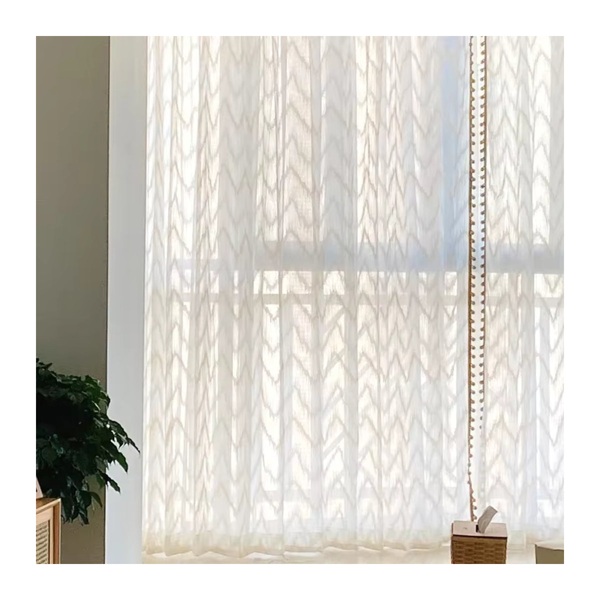 JESSANS Verdunkelungsvorhänge mit goldener Spitze in Weiß für Wohnzimmer und Schlafzimmer - Bild 3