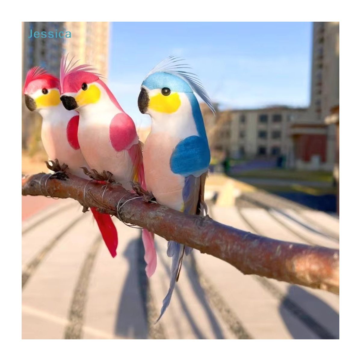 Jessica Cartoon-Papageien Gartendekoration Bunte Simulationsvogelfiguren für Haus und Garten - Bild 1