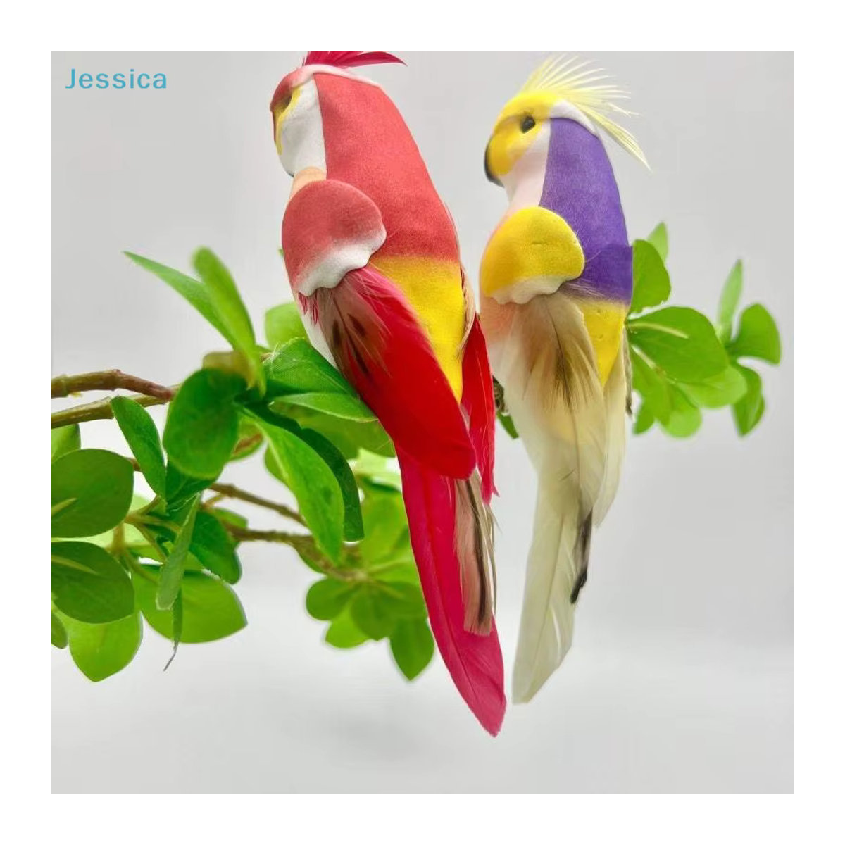 Jessica Cartoon-Papageien Gartendekoration Bunte Simulationsvogelfiguren für Haus und Garten - Bild 2