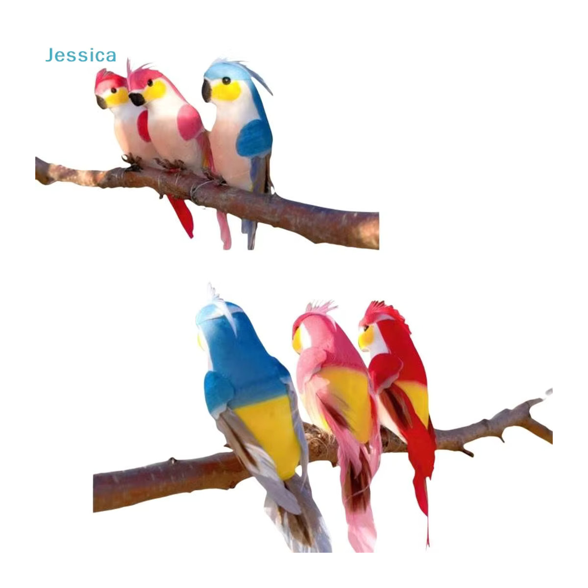 Jessica Cartoon-Papageien Gartendekoration Bunte Simulationsvogelfiguren für Haus und Garten - Bild 4
