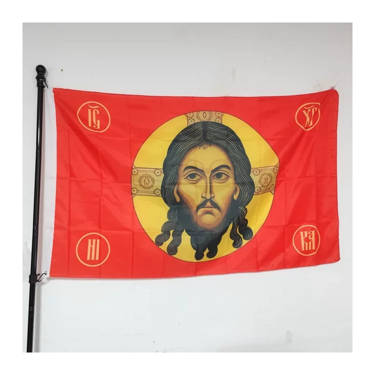 Jesus-Flagge mit Christus-Motiv in Rot von OIMG, B/H: 90 x 150 cm - Bild 1