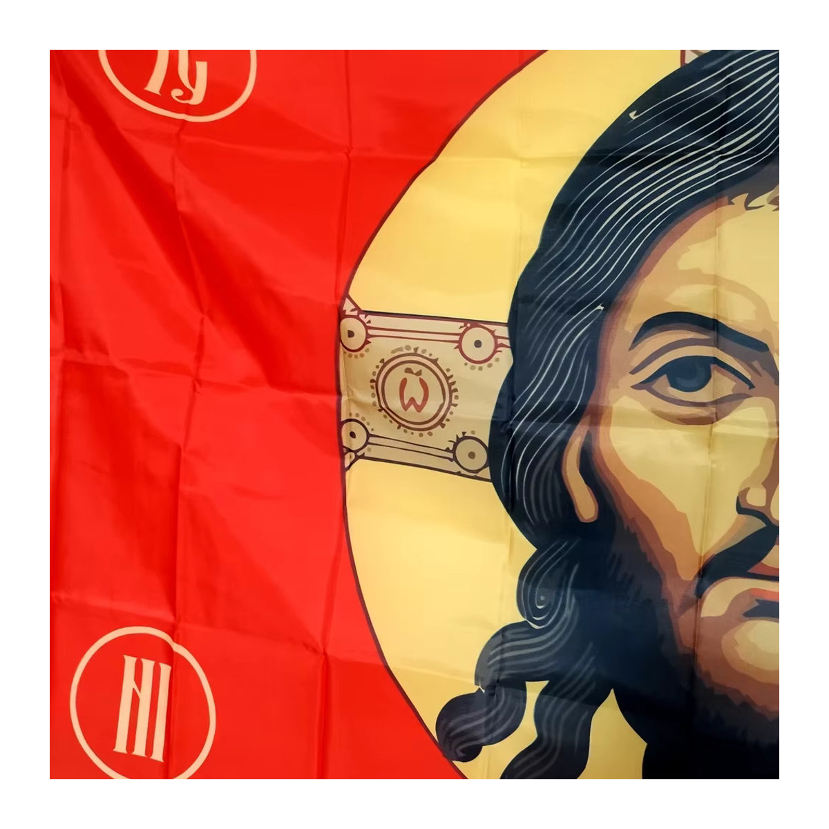 Jesus-Flagge mit Christus-Motiv in Rot von OIMG, B/H: 90 x 150 cm - Bild 3