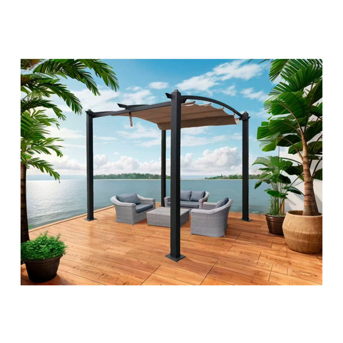 Jet-Line Gartenpavillon Giseh in Grau mit Aluminiumgestell und UV-Schutz, B/T/H: 295 x 220 x 295 cm - Bild 3