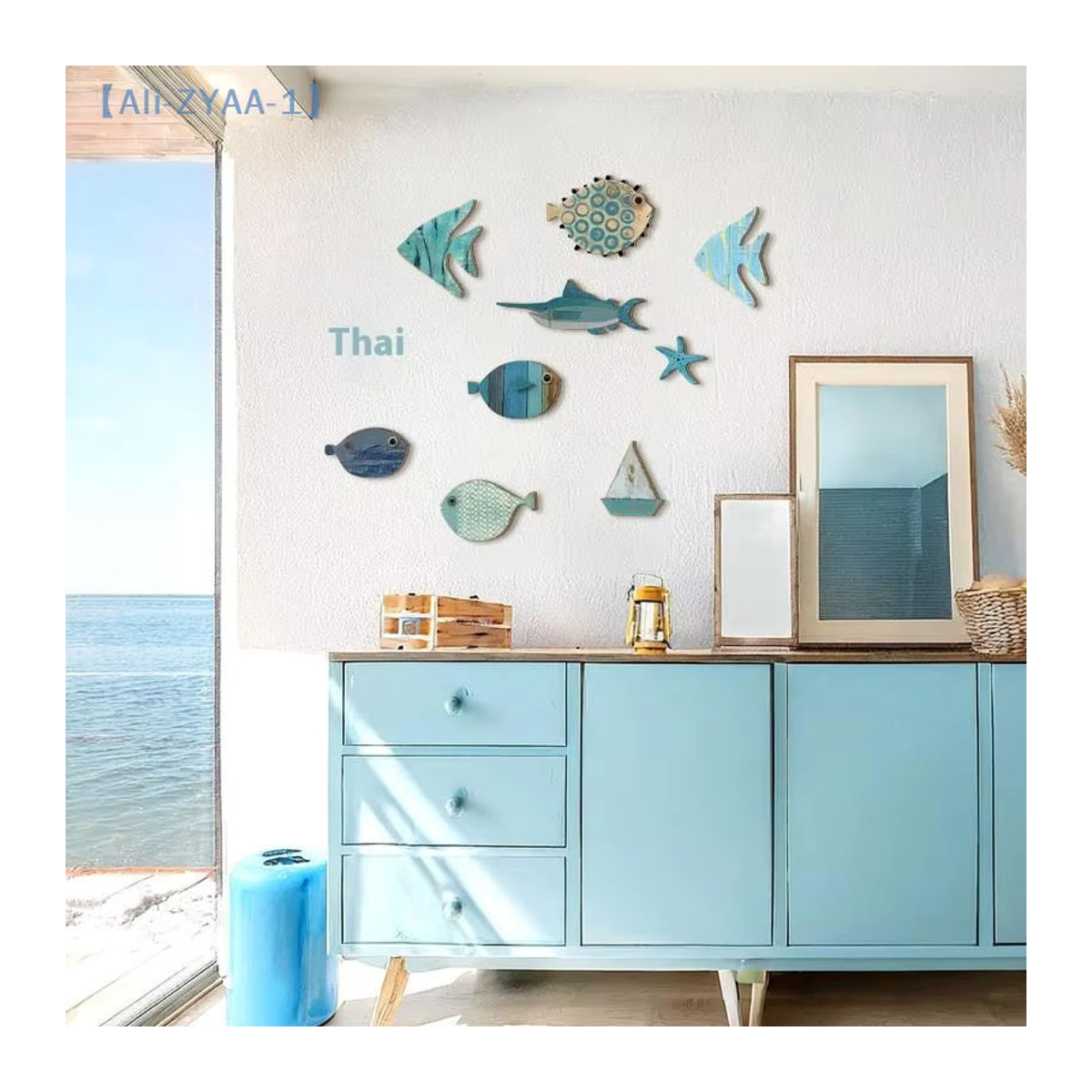JETTING 10er Set Fisch Wanddekoration aus Holz in Mehrfarbig für maritimes Küsten- und Stranddesign - Bild 2